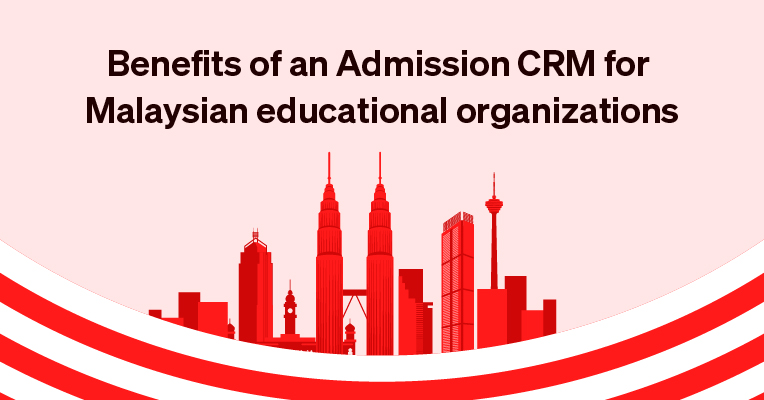 Infographic showcasing the benefits of an Admission CRM for Malaysian educational organizations, featuring streamlined lead management, enhanced communication, personalized experiences, automated administrative tasks, real-time data insights, and a user-friendly application process.