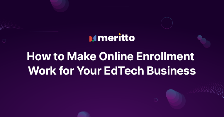 Meritto CRM dashboard showcasing online enrollment automation features for EdTech businesses, including lead management and omnichannel communication.