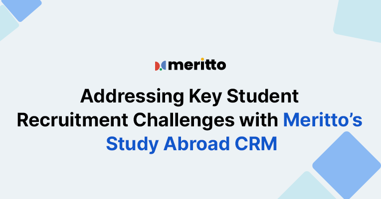 Meritto’s Study Abroad CRM dashboard showcasing lead management, omnichannel communication, and advanced analytics for student recruitment success.