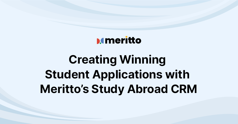 Meritto’s Study Abroad CRM dashboard showcasing document tracking, SoP building, and application transparency for counselors and students.