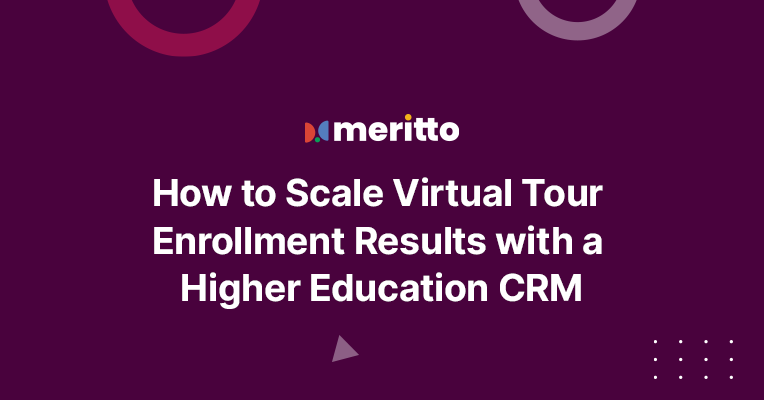 A student exploring a university’s virtual tour while Meritto’s CRM tracks engagement and automates follow-ups.